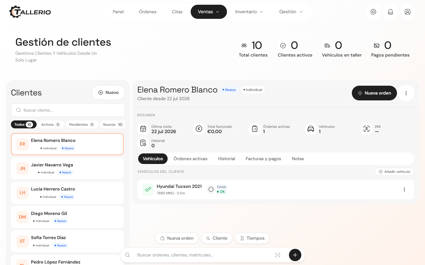 Historial de servicios de un vehículo